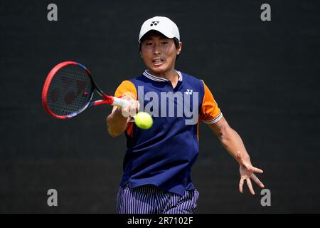 Rio Noguchi in action against Li Tu (not pictured) during day one of the Rothesay Open 2023 at the Nottingham Tennis Centre. Picture date: Monday June 12, 2023. Stock Photo