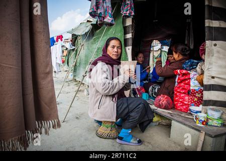 Nepal. Bouddhnath. one year after the earthquake. refugee camp Stock Photo