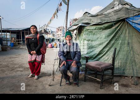 Nepal. Bouddhnath. one year after the earthquake. refugee camp Stock Photo