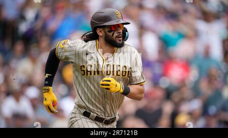 San Diego Padres shortstop Fernando Tatis Jr. (23) in the first inning of a  baseball game Wednesday, June 16, 2021, in Denver. (AP Photo/David  Zalubowski Stock Photo - Alamy