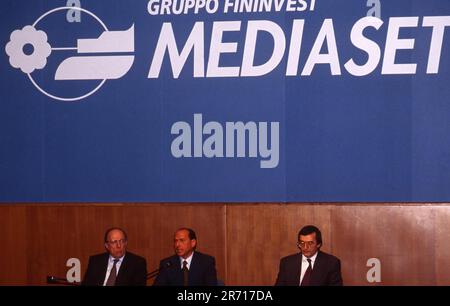 Italy. 13th June, 2023. GRUPPO FININVEST MEDIASET. NELLA FOTO FEDELE CONFALONIERI, SILVIO BERLUSCONI E UBALDO LIVOLSI Editorial Usage Only Credit: Independent Photo Agency/Alamy Live News Stock Photo