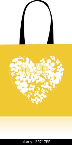 Shopping bag design, floral heart shape Stock Vector