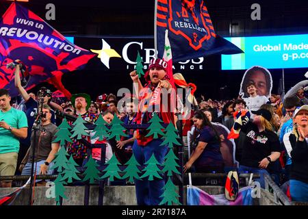 FOXBOROUGH, MA - JUNE 10: New England Revolution fans cheer during a match  between the New England Revolution and Inter Miami CF on June 10, 2023, at  Gillette Stadium in Foxborough, Massachusetts. (