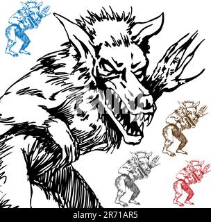 An image of a werewolf sketch. Stock Vector