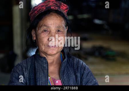 Portrait of a local woman from a Nyishi tribe in arunachal pradesh in northeastern part of India, Stock Photo