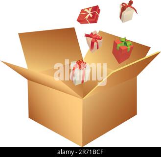 Editable vector illustration of big box with small presents Stock Vector