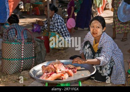 Myanmar, surrounding of Bagan, traditional market Stock Photo