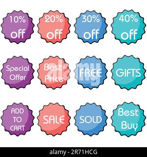 illustration of set of colorful discount and sale icon Stock Vector