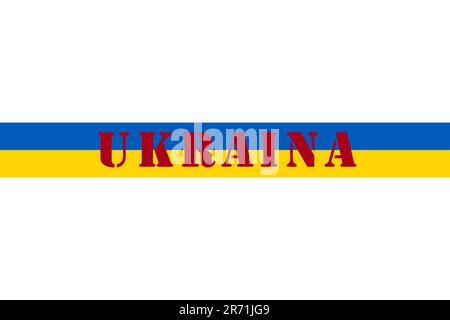 ukraine, the name of the country and the colors of the flag, illustrated graphics of the logo. neutral background. Stock Photo