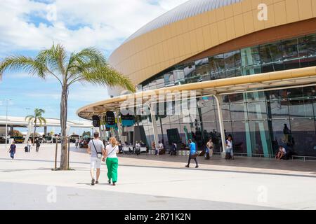 Faro international airport, with tourists and travellers, Algarve, Portugal Stock Photo