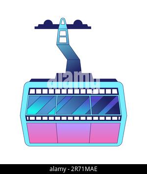 Gondola lift flat vector cartoon icon Stock Vector