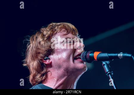 Malmoe, Sweden. 07th, June 2023. The Australian punk rock band The Chats performs a live concert at Plan B in Malmoe. Here vocalist and bass player Eamon Sandwith is seen live on stage. (Photo credit: Gonzales Photo - Joe Miller). Stock Photo