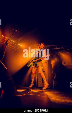 Malmoe, Sweden. 07th, June 2023. The Australian punk rock band The Chats performs a live concert at Plan B in Malmoe. Here vocalist and bass player Eamon Sandwith is seen live on stage. (Photo credit: Gonzales Photo - Joe Miller). Stock Photo