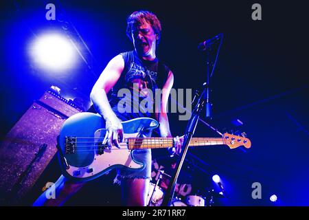 Malmoe, Sweden. 07th, June 2023. The Australian punk rock band The Chats performs a live concert at Plan B in Malmoe. Here vocalist and bass player Eamon Sandwith is seen live on stage. (Photo credit: Gonzales Photo - Joe Miller). Stock Photo