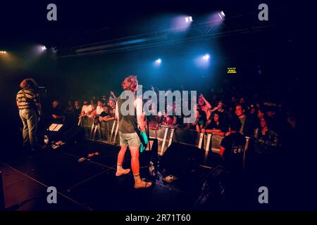 Malmoe, Sweden. 07th, June 2023. The Australian punk rock band The Chats performs a live concert at Plan B in Malmoe. Here vocalist and bass player Eamon Sandwith is seen live on stage. (Photo credit: Gonzales Photo - Joe Miller). Stock Photo