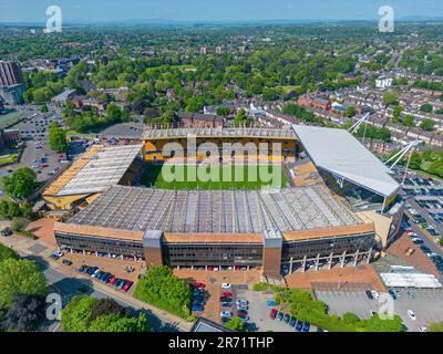 Wolverhampton, United Kingdom. Molineux Stadium home of Wolverhampton Wanderers, Aerial Image. 26th May 2023. Stock Photo