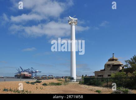 Radar Tower at Landguard Point, Felixstowe, Suffolk, England, UK Stock Photo