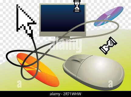 Computer related vector icon set. Stock Vector