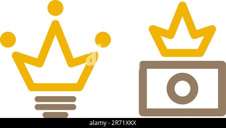 Stock Illustrator user icon: light bulb + crown. Stock photographer: camera + crown. Stock Vector
