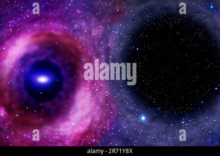 Universe. Black hole. Galaxy. Universe with rotating spiral galaxy in the center. Milky way galaxy with stars and space dust in the universe Stock Photo