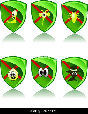 Green Web Icons Set - Safety, Vector illustration Stock Vector