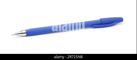 New blue modern ballpoint pen isolated on white. Stock Photo