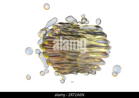 Computer artwork of the Golgi apparatus of the human cell. This organelle functions as a central delivery system for the cell. Its primary function is Stock Photo