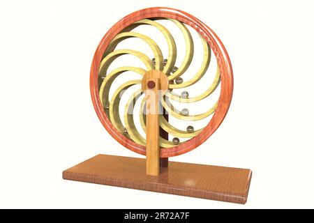 Perpetual motion machine (Perpetuum mobile), computer model built after drawings of Leonardo da Vinci. Stock Photo