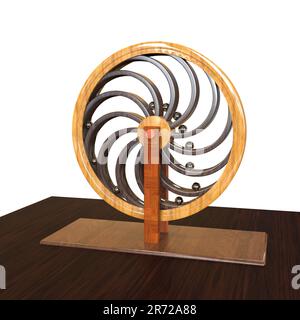 Perpetual motion machine (Perpetuum mobile), computer model built after drawings of Leonardo da Vinci. Stock Photo