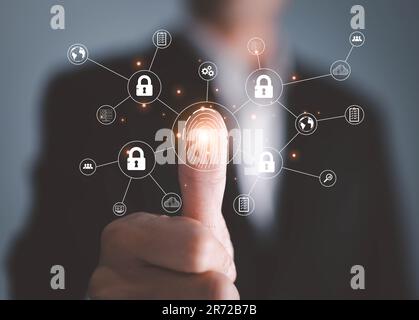 Concept of cyber security, information security and encryption, secure access to user's personal information, secure Internet access, cybersecurity. Stock Photo