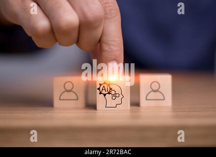 Chatgpt Chat with AI or Artificial Intelligence technology, business use AI smart technology by inputting, deep learning Neural networks to understand Stock Photo