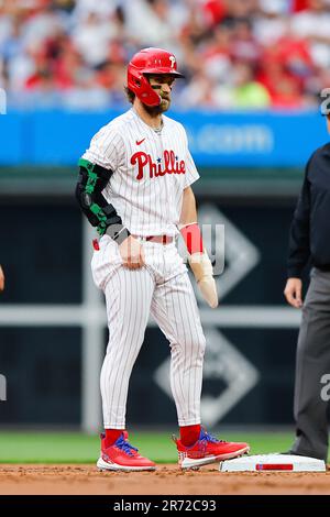 PHILADELPHIA, PA - JUNE 09: Bryce Harper #3 of the Philadelphia Phillies at  bat during the game against the Los Angeles Dodgers at Citizens Bank Park  on June 9, 2023 in Philadelphia