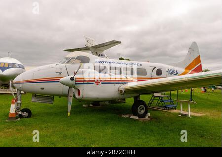 A De Havilland Dove at the De Havilland Aircraft Museum, Colney, Hertfordshire Stock Photo