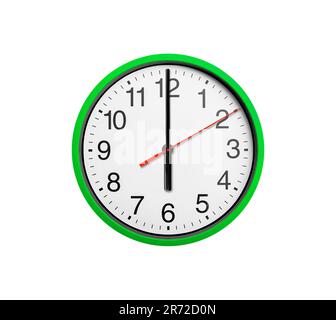 Round clock with arrows isolated on white. Stock Photo