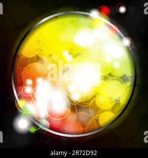 Multicolored transparent circles on a dark background. Stock Vector