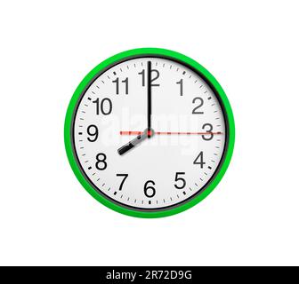Round clock with arrows isolated on white. Stock Photo