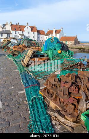 Gyles House and Fishing net, Pittenweem,  fishing village, Fife, Scotland, UK Stock Photo