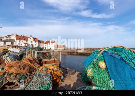 Gyles House and Fishing net, Pittenweem,  fishing village, Fife, Scotland, UK Stock Photo