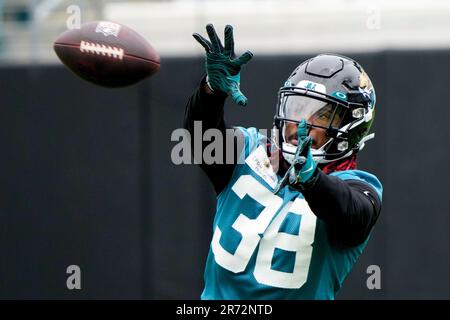 Jacksonville Jaguars running back Qadree Ollison (38) is seen during the  second half of an NFL football game against the Dallas Cowboys, Saturday,  Aug. 12, 2023, in Arlington, Texas. Jacksonville won 28-23. (