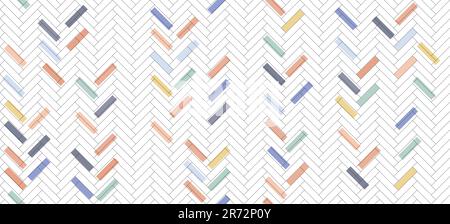 Herringbone wallpaper, floor, kitchen vector seamless tile pattern. Herring bone texture. Ceramic bright zigzag print banner. Stock Vector