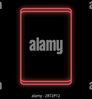 Bright luminous red digital neon sign for shop or workshop service center beautiful shiny with a modern tablet on a black background. Vector illustrat Stock Vector