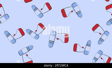 Texture, seamless abstract pattern of metal building professional electric screwdrivers for repair on a blue background. Vector illustration. Stock Vector