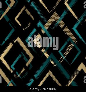 Abstract geometric seamless pattern. Repeating geometry line background for design prints. Repeated brush strokes shapes. Watercolor texture. Repeat Stock Vector