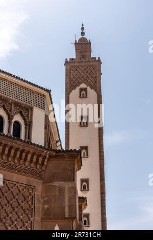 Richly ornated Mohammed V mosque in downtown Agadir Morocco Stock Photo