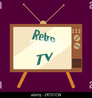 Old retro antique hipster vintage picture tube with a convex screen of an ancient TV for watching TV shows and films with the inscription of retro tv Stock Vector