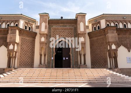 Richly ornated Mohammed V mosque in downtown Agadir Morocco Stock Photo