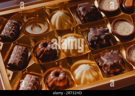 box of chocolate bonbons Stock Photo