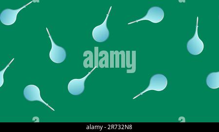 Endless seamless pattern of medical scientific medical items of rubber enemas for bowel cleansing on a green background. Vector illustration. Stock Vector