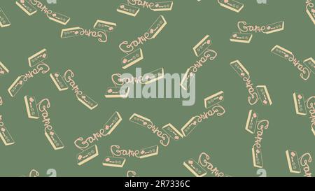 Texture seamless pattern from an old vintage retro hipster antique joystick controller for video games on a background of the 70s, 80s, 90s. The backg Stock Vector