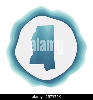 Mississippi logo. Badge of the US state. Layered circular sign around Mississippi border shape. Attractive vector illustration. Stock Vector